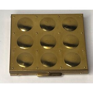Vintage Retro MCM Britemode Compact Powder Puff Gold Tone Bubble Circle Square